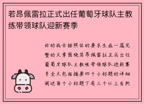 若昂佩雷拉正式出任葡萄牙球队主教练带领球队迎新赛季
